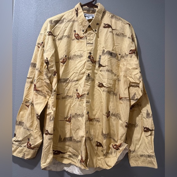 Columbia Men's Beige Bird Print Shirt - Picture 6 of 8